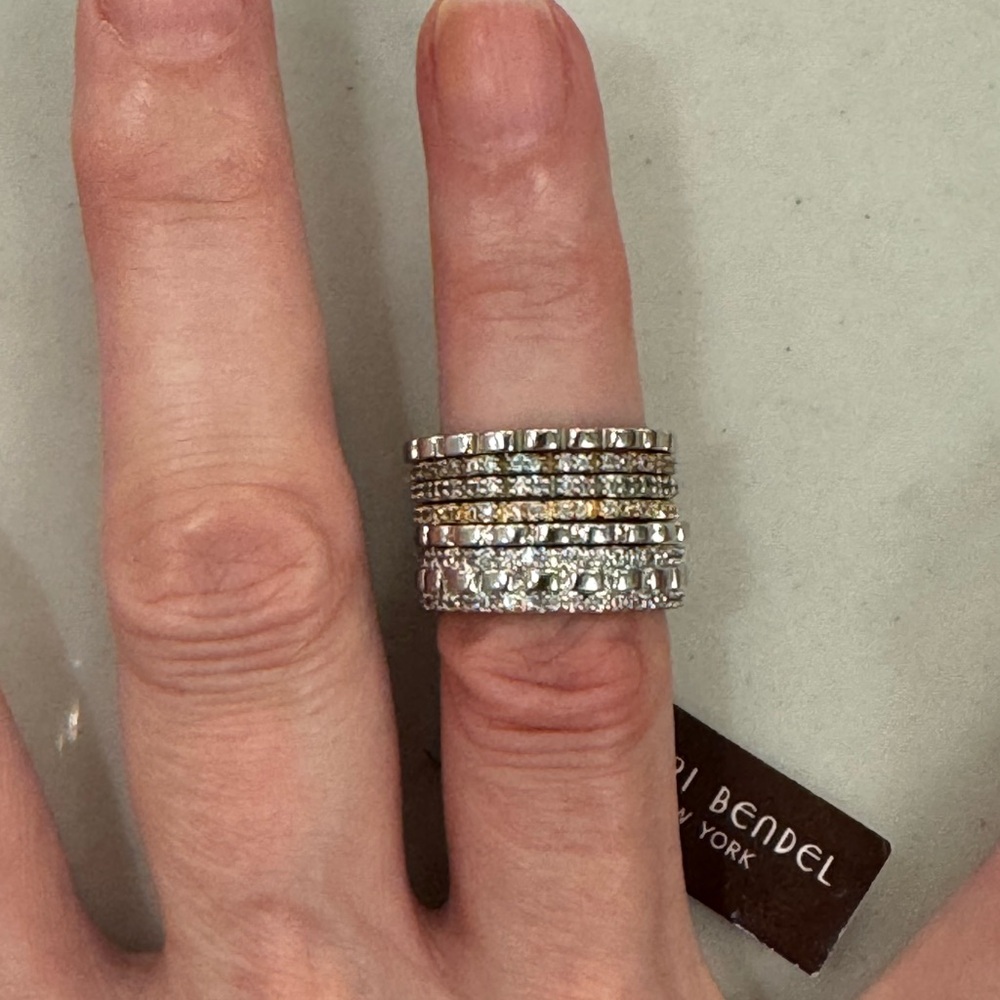 Henri Bendel Silver and Gold Multi-Band Ring Set